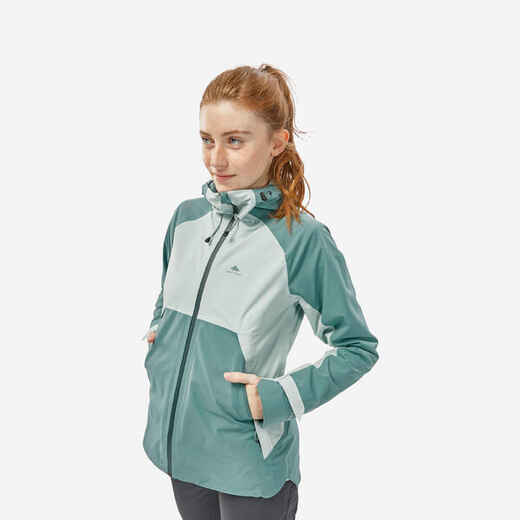 
      CHAQUETA IMPERMEABLE DE SENDERISMO MONTAÑA - MH500 - MUJER VERDE
  