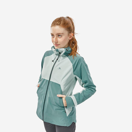 Veste de randonnée montagne imperméable femme, MH500 vert