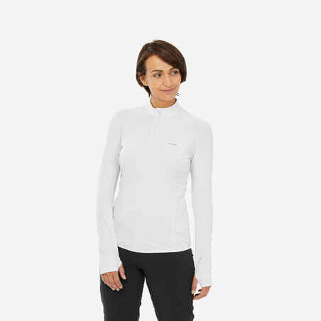 Bela ženska pohodniška majica z dolgimi rokavi MH550