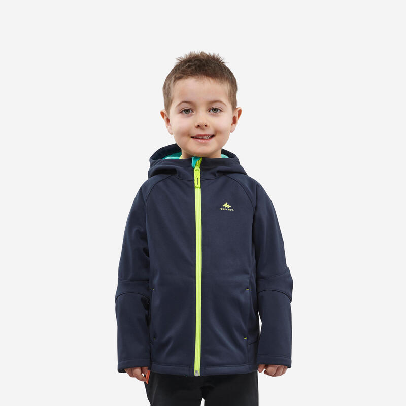 Softshell jas voor wandelen kinderen MH550 marineblauw 2-6 jaar