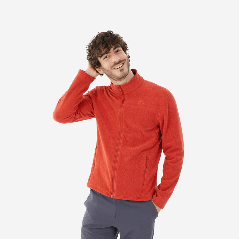 Polaire de randonnée montagne homme, MH100 full zip rouge