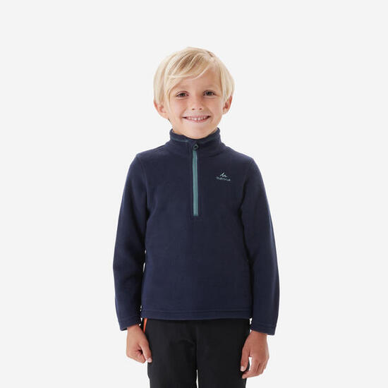Polaire de randonnée enfant 2-6 ans, MH100 demi zip bleu