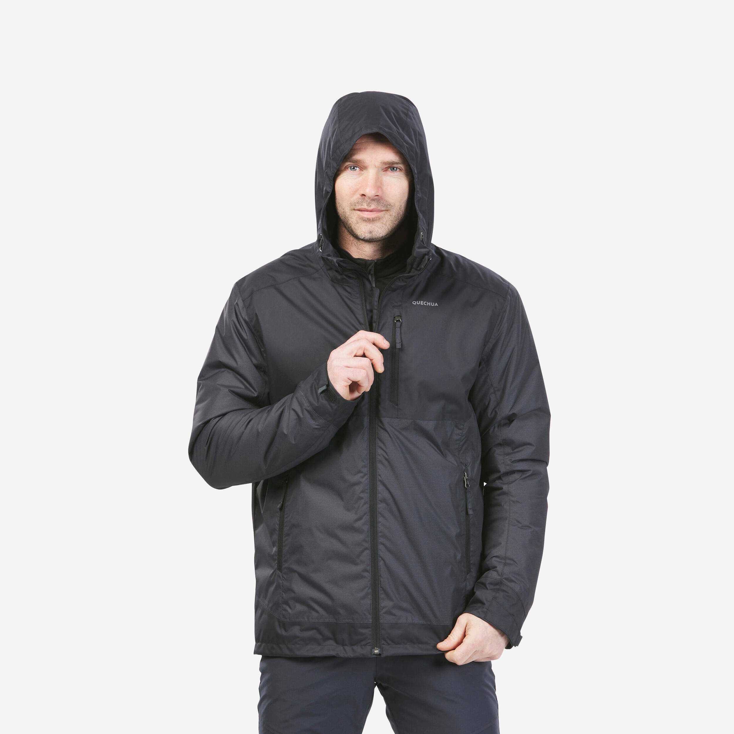 Men’s Waterproof Winter Hiking Jacket Comfortable Upto-10°C - NH500 Warm Black -  2