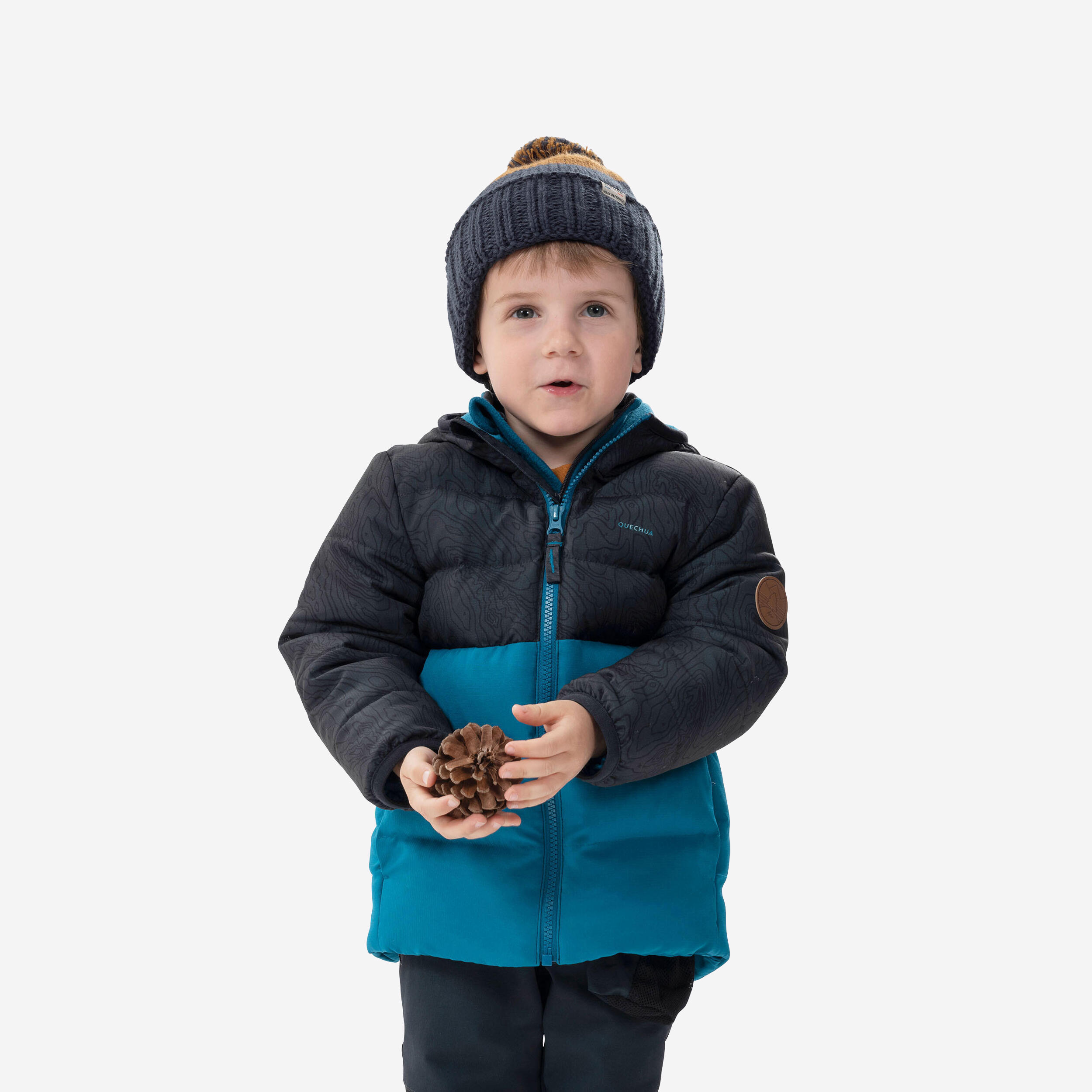Kids’ Hiking Down Jacket Age 2-6 Years - Grey/Blue 1/6