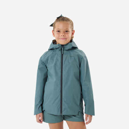 Παιδικό αδιάβροχο μπουφάν πεζοπορίας MH500 για ηλικίες 7-15 ετών - Πράσινο