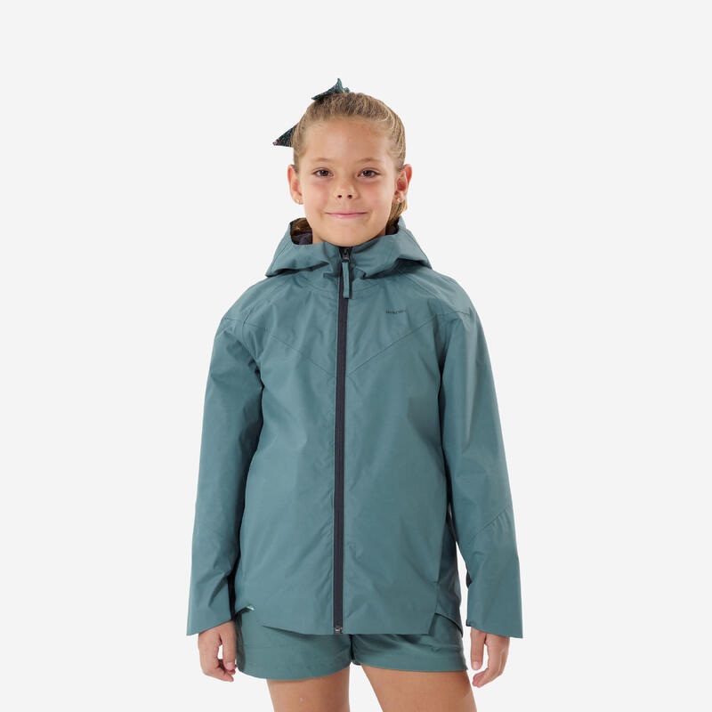 Veste imperméable de randonnée - MH500 verte - enfant 7-15 ans