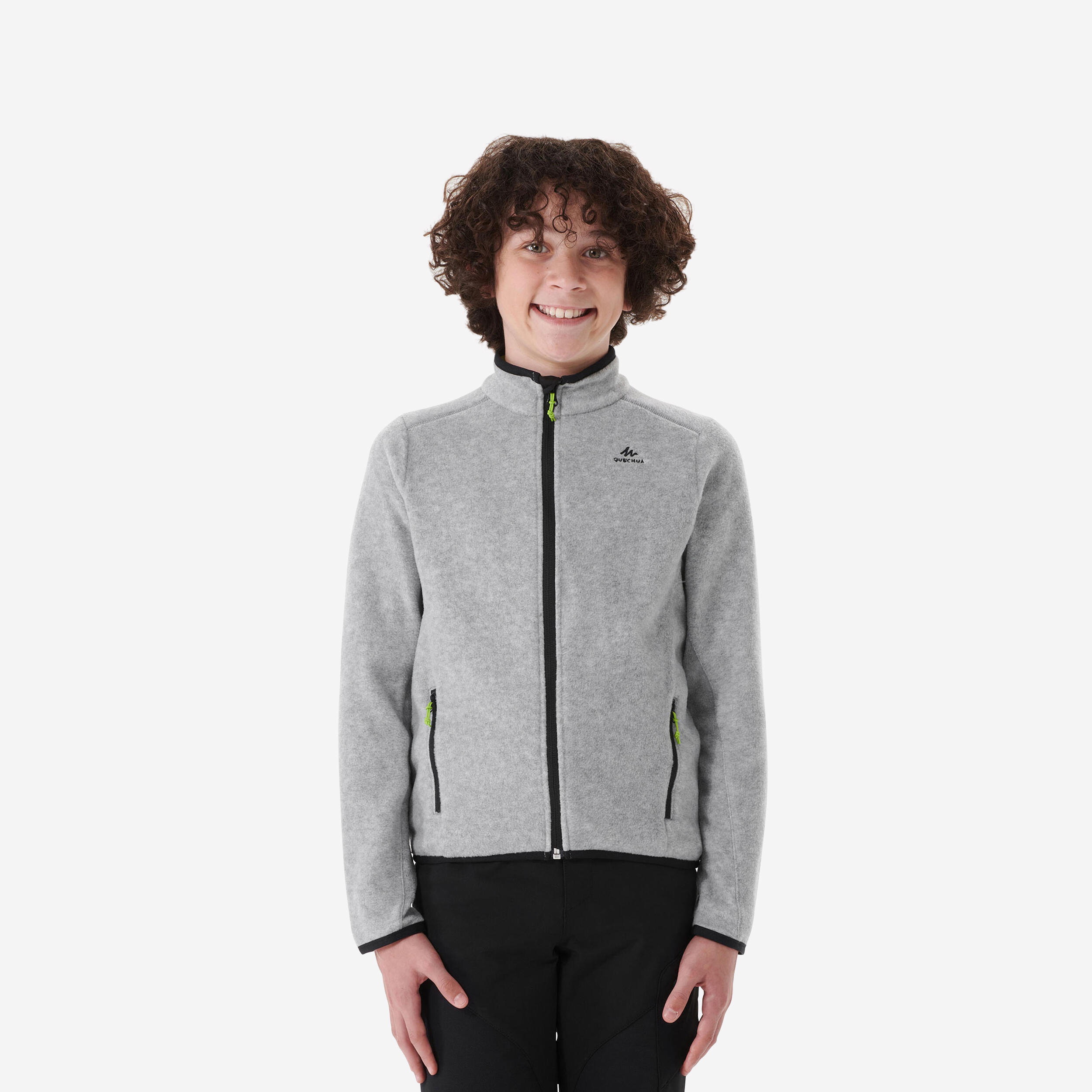 Kids' Hiking Fleece Jacket MH150 7-15 Years - Grey 1/7