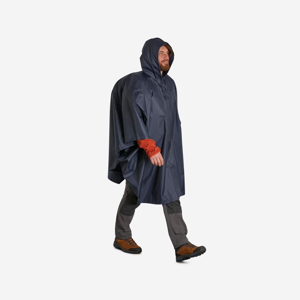 Poncho pluie de randonnée - forclaz mt 100 bleu 30l