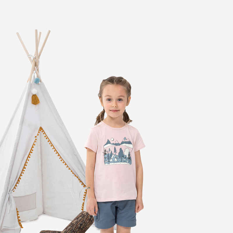 Kids' Hiking T-Shirt - MH100 KID Aged 2-6 - Phosphorescent Pale Pink