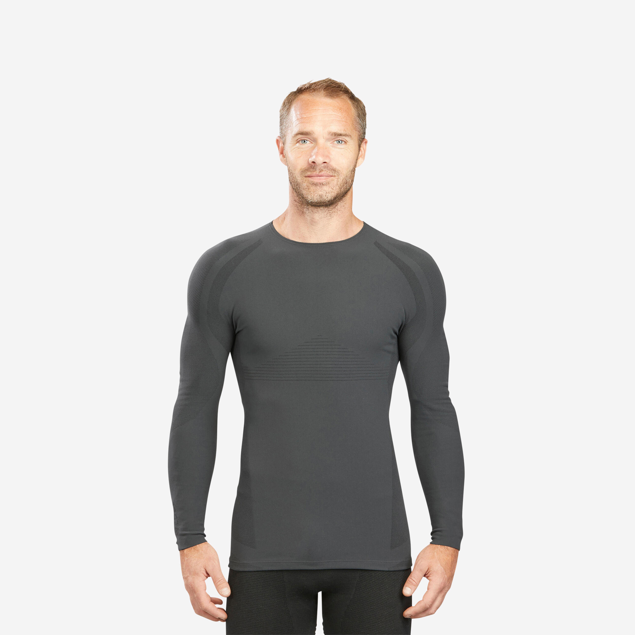 Wedze - Sous-vêtement De Ski Ultra Respirant Et Confort Homme, Bl900 Seamless Haut Gris - Sous Vêtement Haut - Ski Freeski Snowboard Luge - Gris-noir
