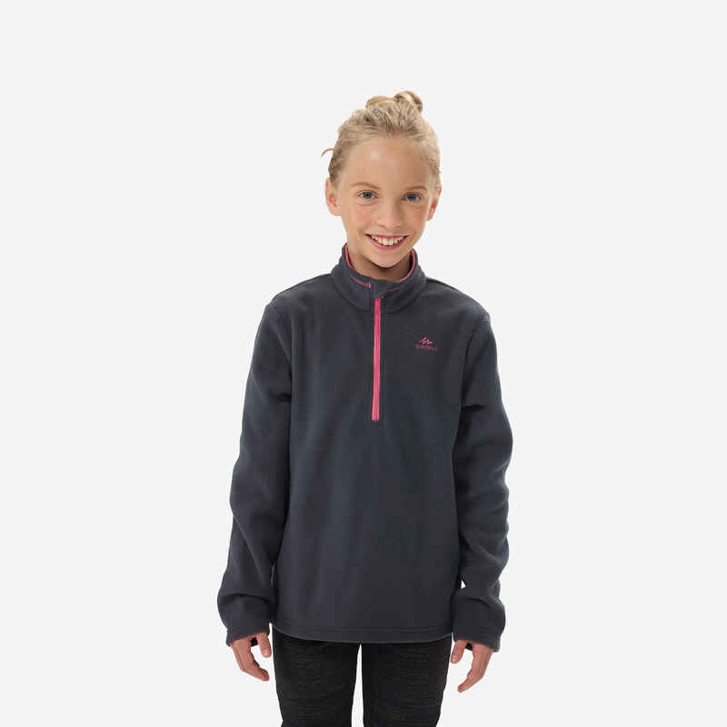 Kids’ Hiking Fleece - MH100 Aged 7-15 - Dark Grey