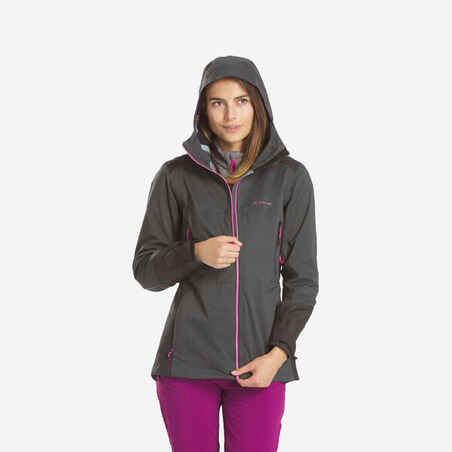 Chaqueta impermeable 		para senderismo Mujer 	MH500 Quechua negro