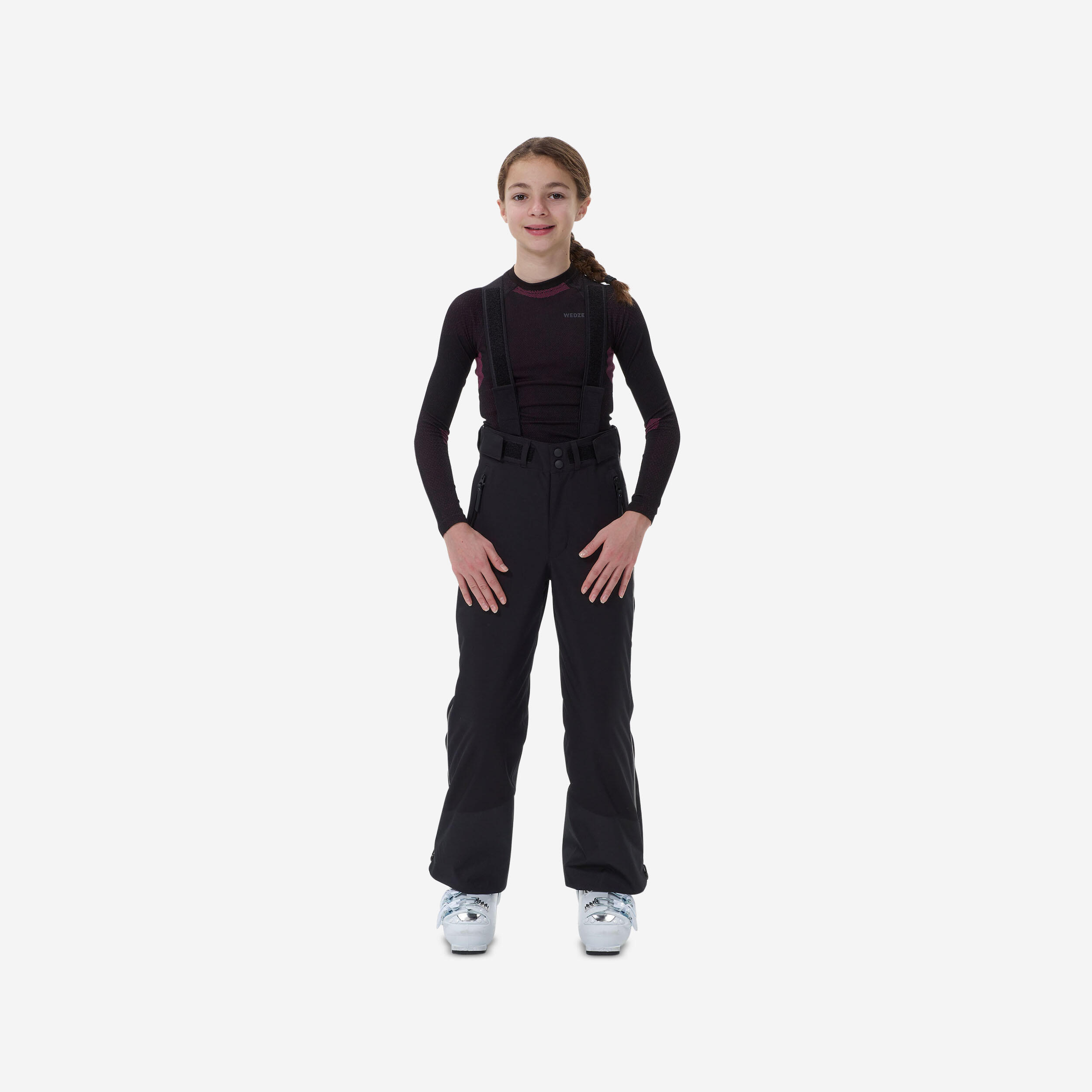 PANTALONI DA SCI DA COMPETIZIONE DEL CLUB BAMBINI RIMOVIBILI - 980 - NERO