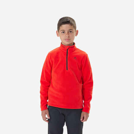 Majica za planinarenje od flisa za dječake 7 - 15 godina MH100 crvena