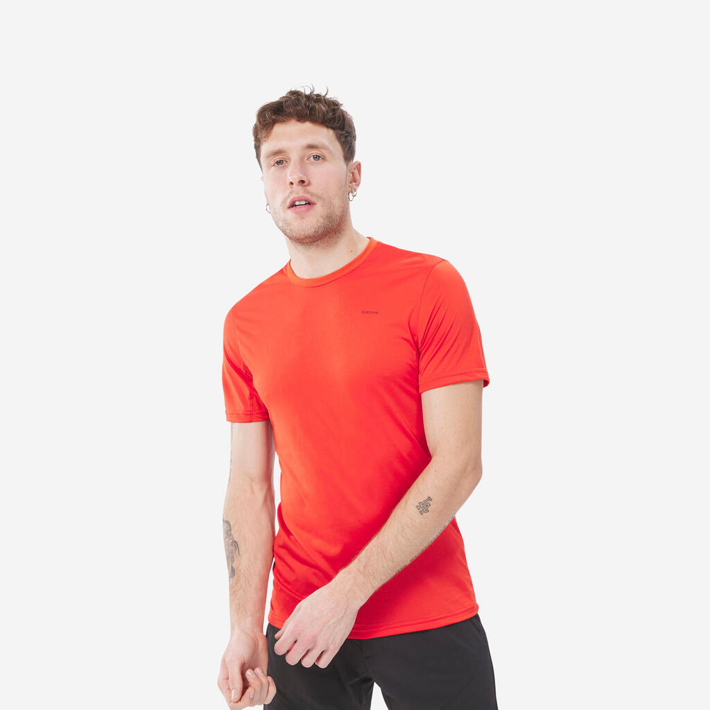 Men's synthetic short-sleeved hiking T-shirt - MH100 