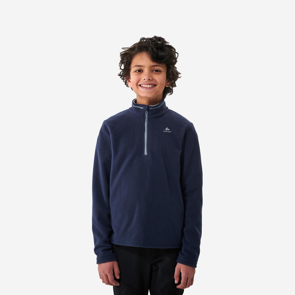 Polaire de randonnée enfant 7-15 ans, MH100 demi zip bleu
