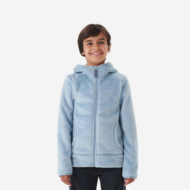 Kids’ Warm Hiking Fleece Jacket - MH500 Blue Grey (7-15 Yrs)