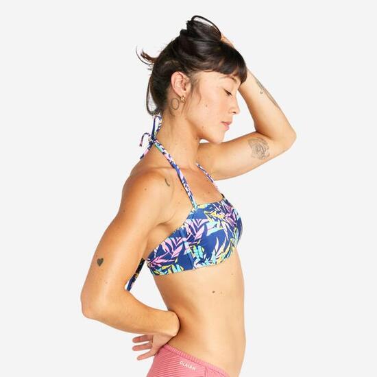 Top Bikini Mujer Bandeau relleno extraíble Turquesa