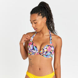 Haut de maillot push up surf fleuri Femme - Elena prairie multicolore