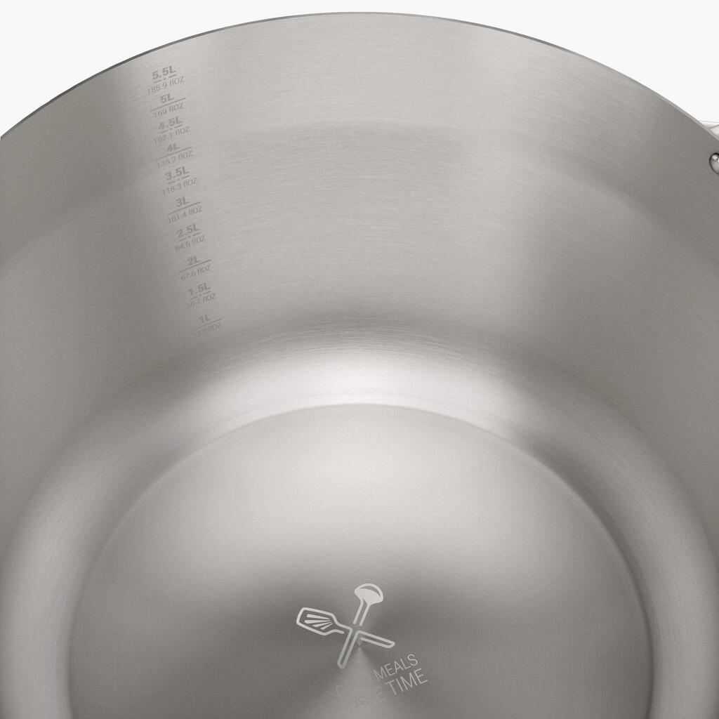 6-People Camping Cooking Pot - Stainless Steel - 5 Litres