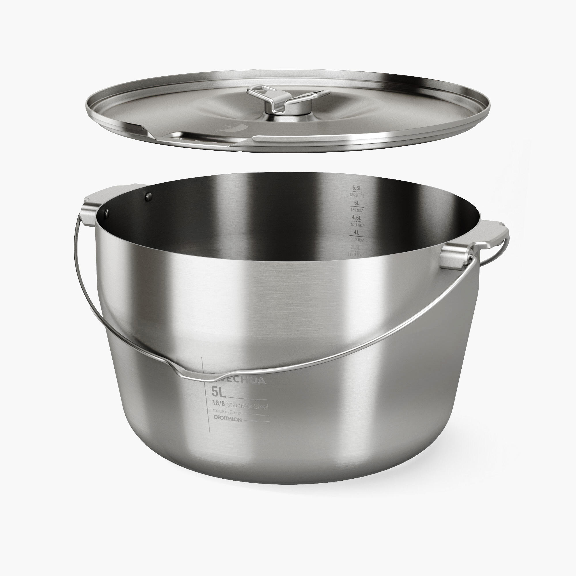 6-People Camping Cooking Pot - Stainless Steel - 5 Litres 8/9