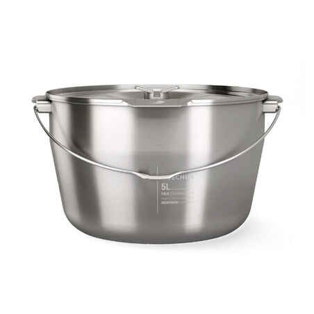 6-People Camping Cooking Pot - Stainless Steel - 5 Litres