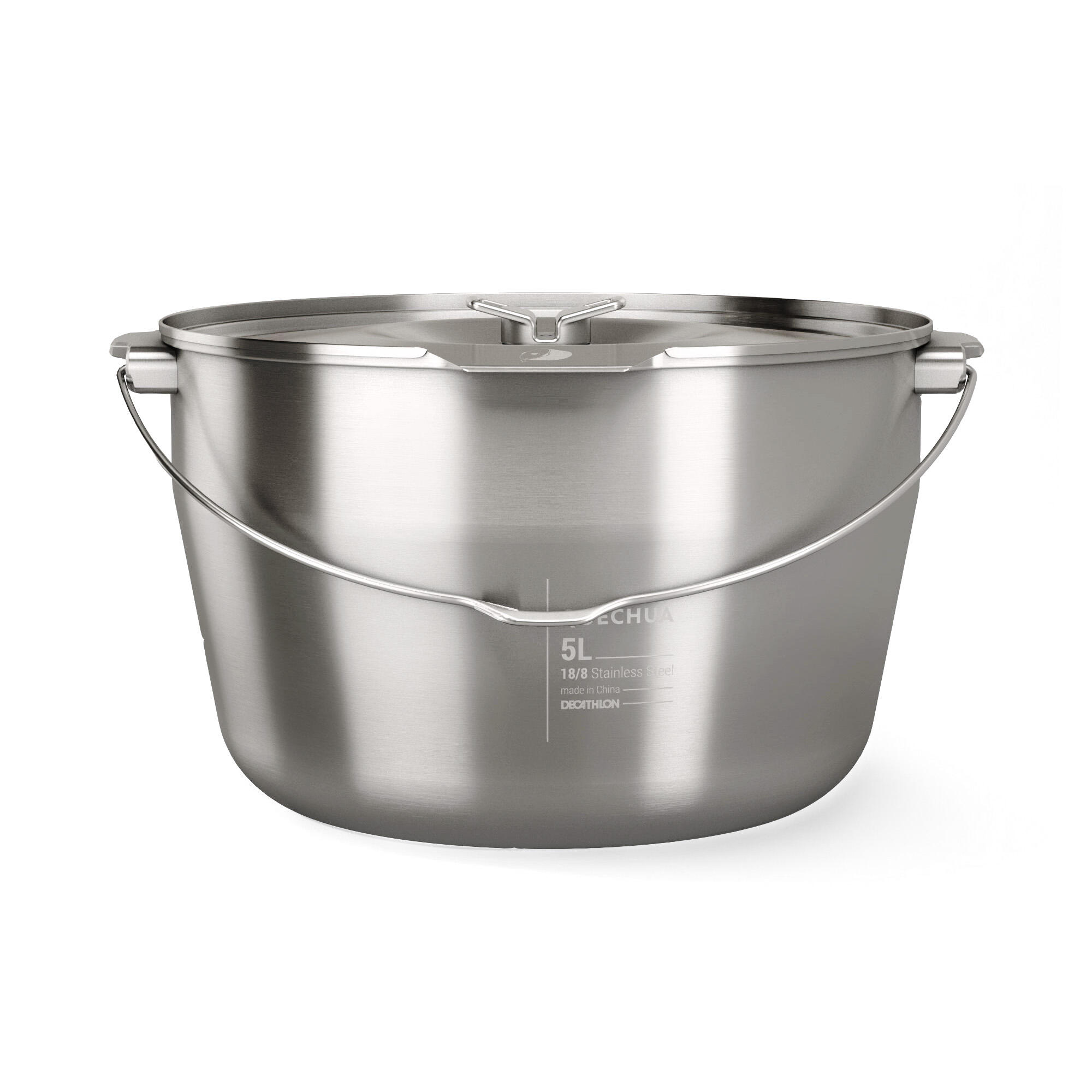 6-People Camping Cooking Pot - Stainless Steel - 5 Litres 7/9