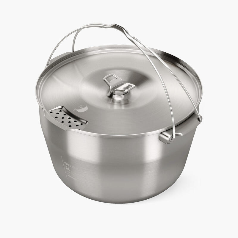 6-People Camping Cooking Pot - Stainless Steel - 5 Litres - Decathlon