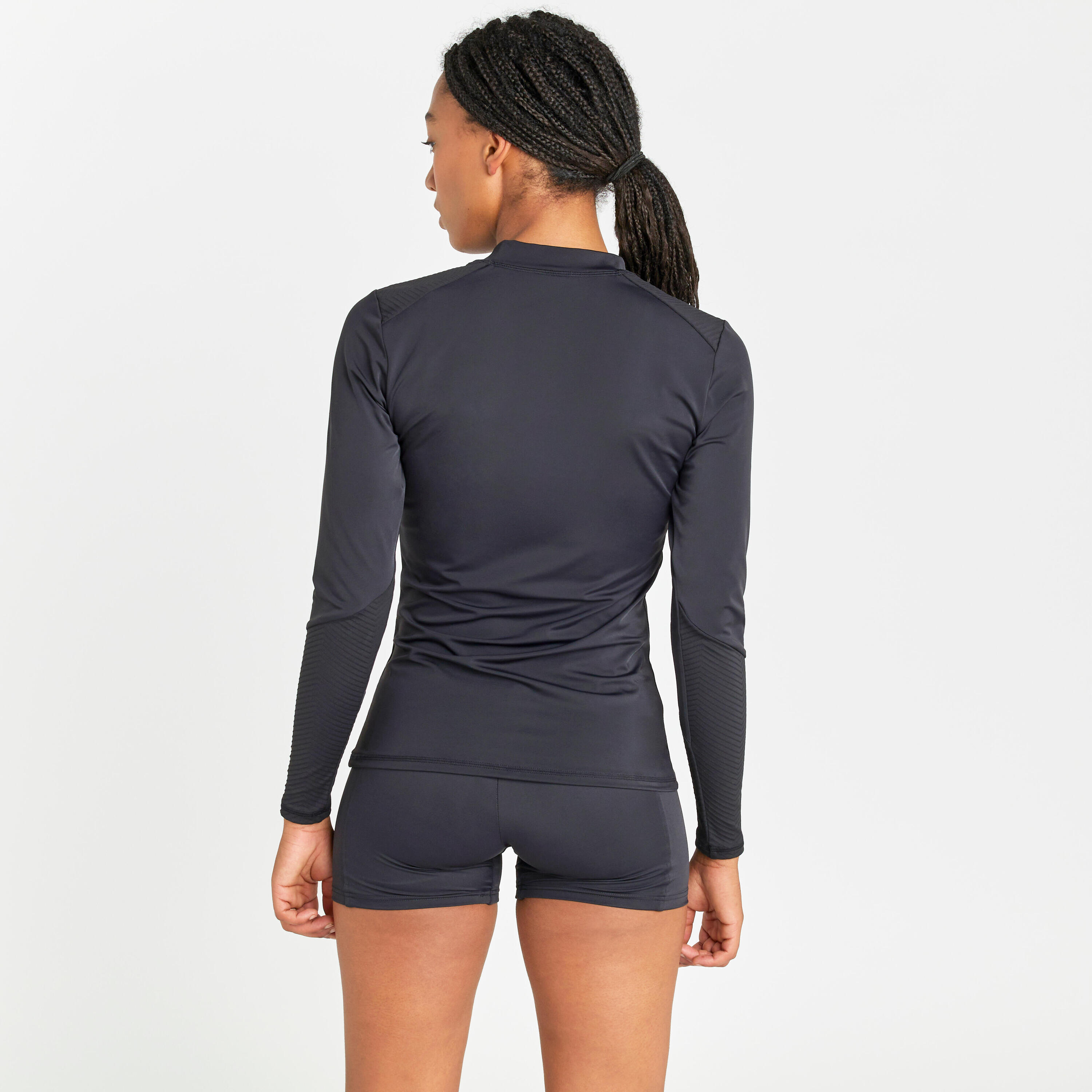 Women's Long-Sleeved Full Zip Anti-UV Top - 500 Orane Black 4/7