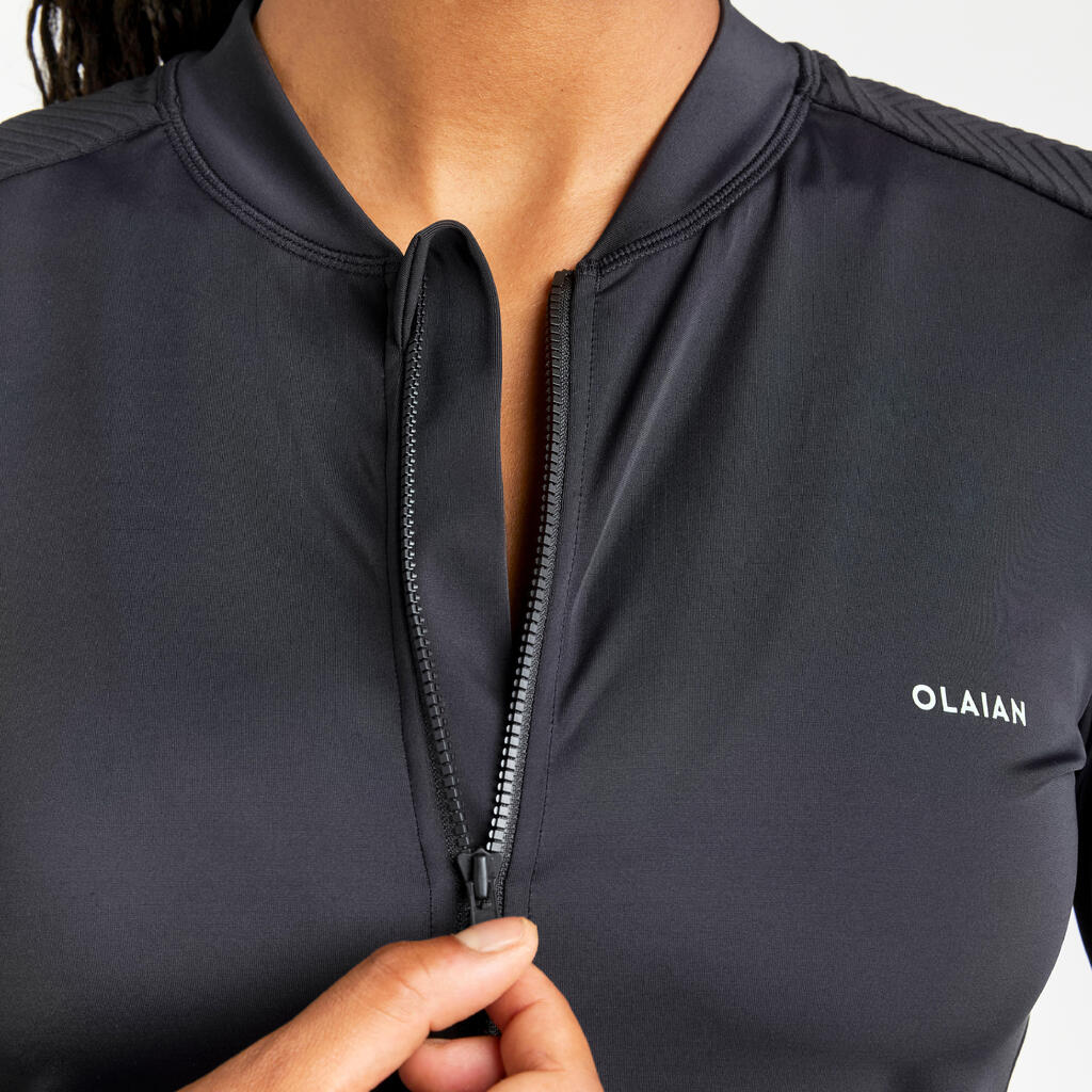 Women's Long-Sleeved Full Zip Anti-UV Top - 500 Orane Black