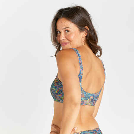 Women's bralette swimsuit top - Aurely paisley khaki