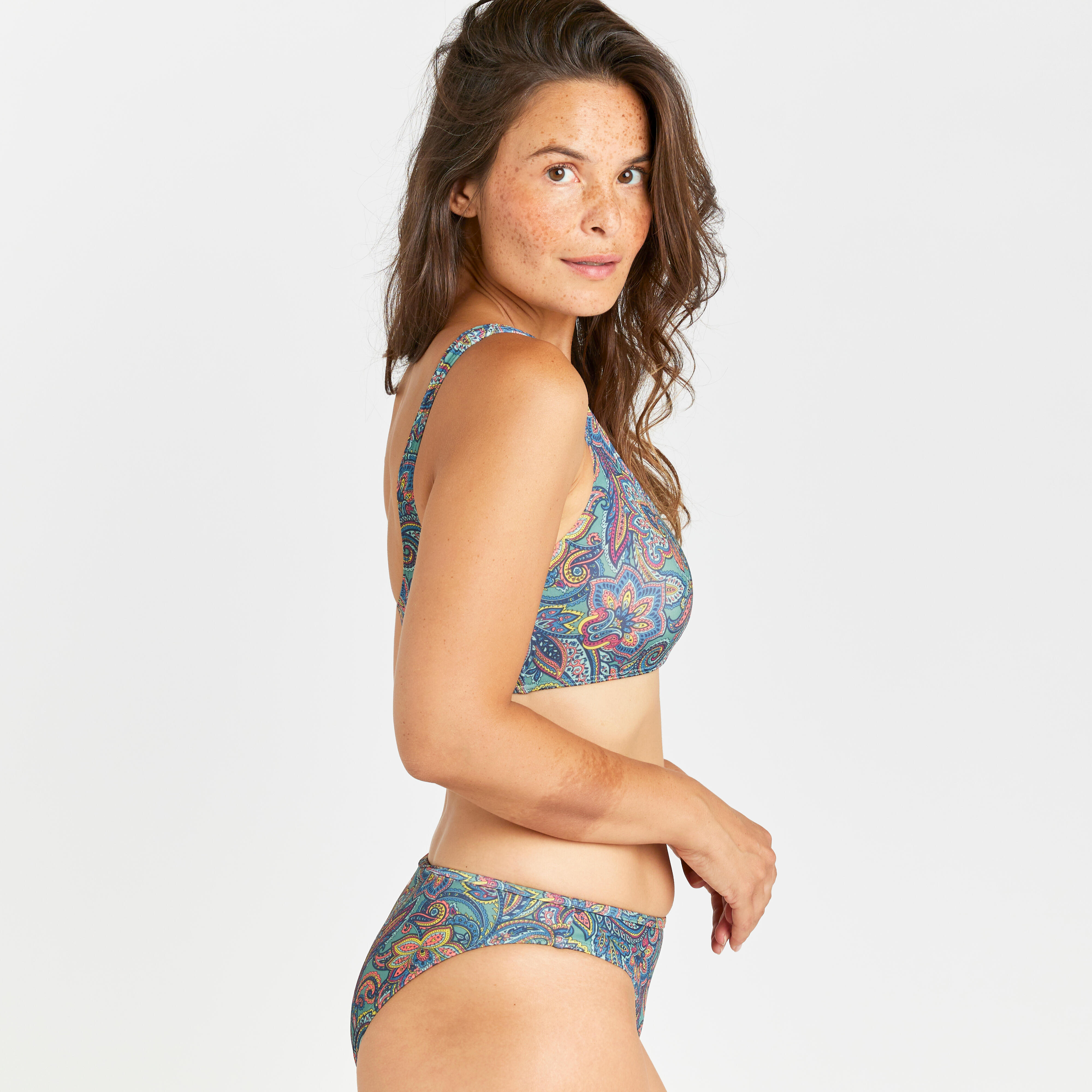 Women's bra swimsuit top - Aurely paisley kaki