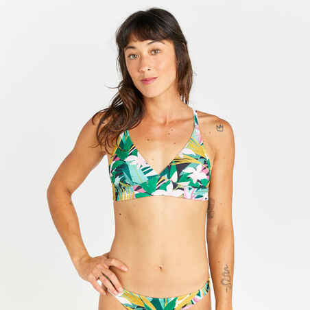 Women's bralette bikini top - Bea tropical green