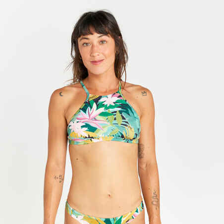 Women's bralette bikini top - Andrea tropical green