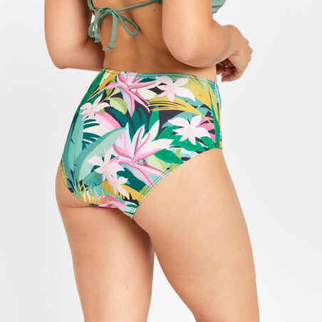 Women's high-waisted briefs swimsuit bottoms - Romi tropical green