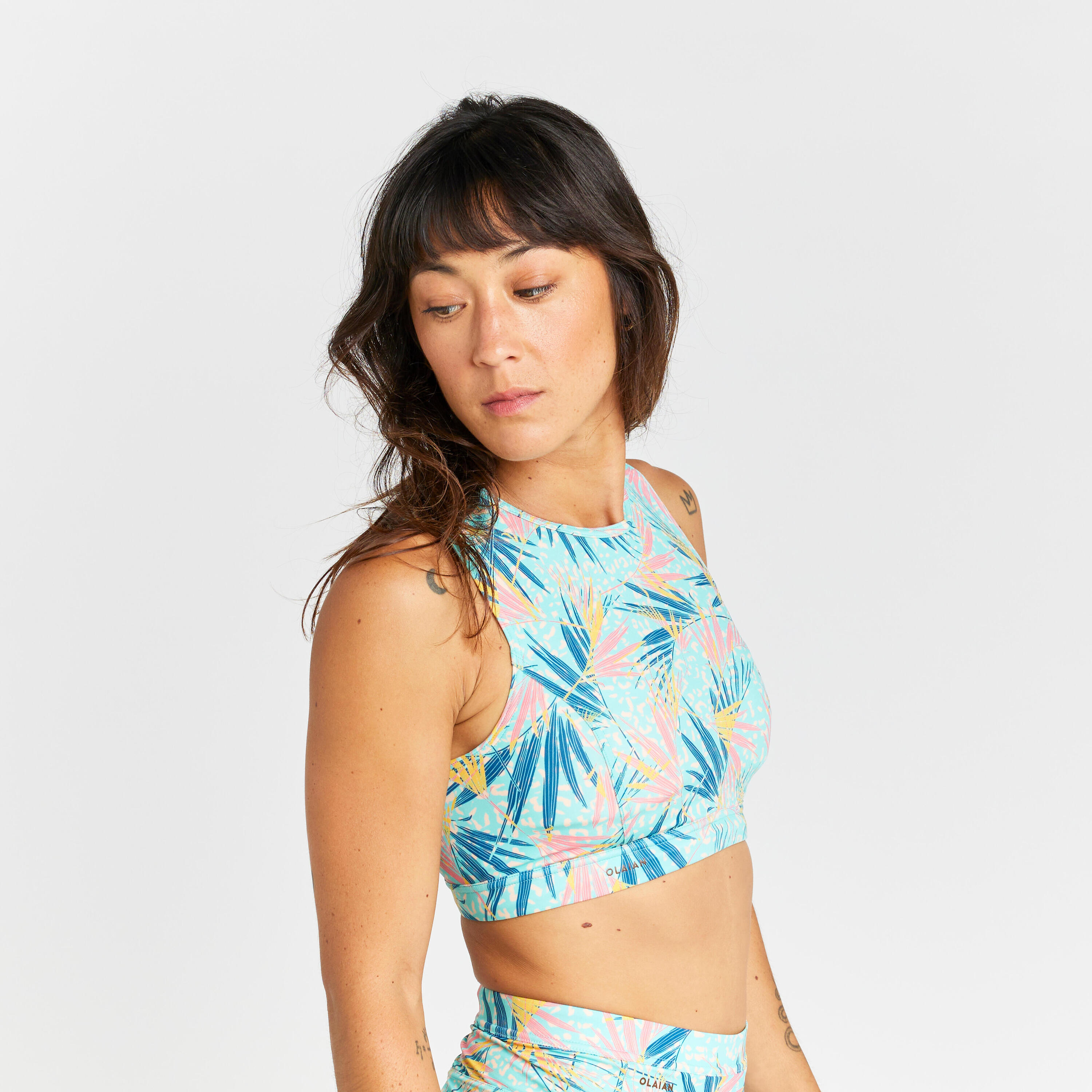 Women's bralette bikini top - Carla leoplant turquoise 1/4