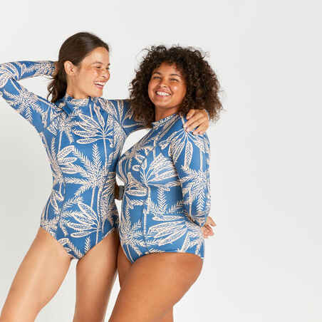 Women's 1-piece long sleeved swimsuit - Dani Palmer blue