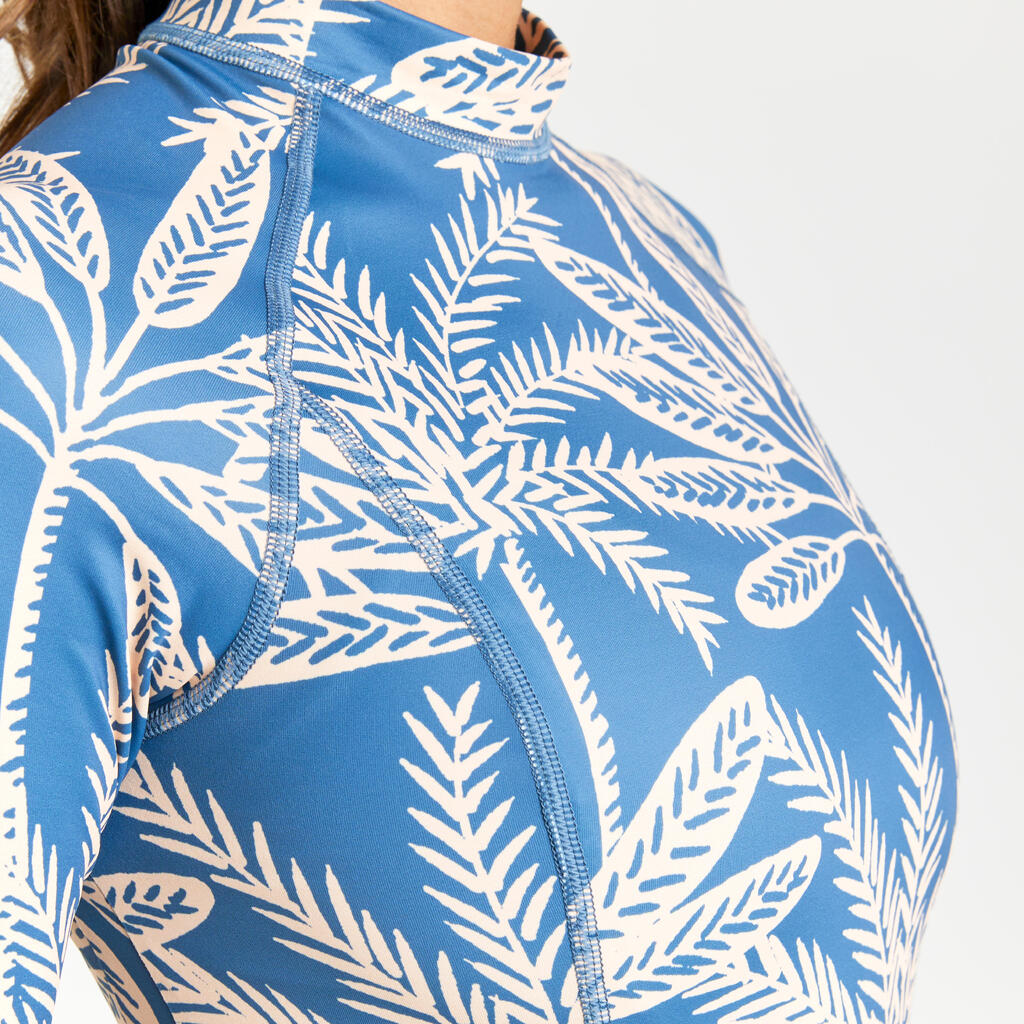 Maillot de bain de surf 1 pièce manches longues fleuri Femme - Dani bleu