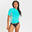 Tee shirt anti uv manches courtes Femme - 500 Leoplant turquoise