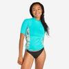 Uv-werende rashguard met korte mouwen voor dames 500 Leoplant turquoise