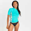 Women's Anti-UV Short-Sleeved T-shirt - 500 Leoplant Turquoise