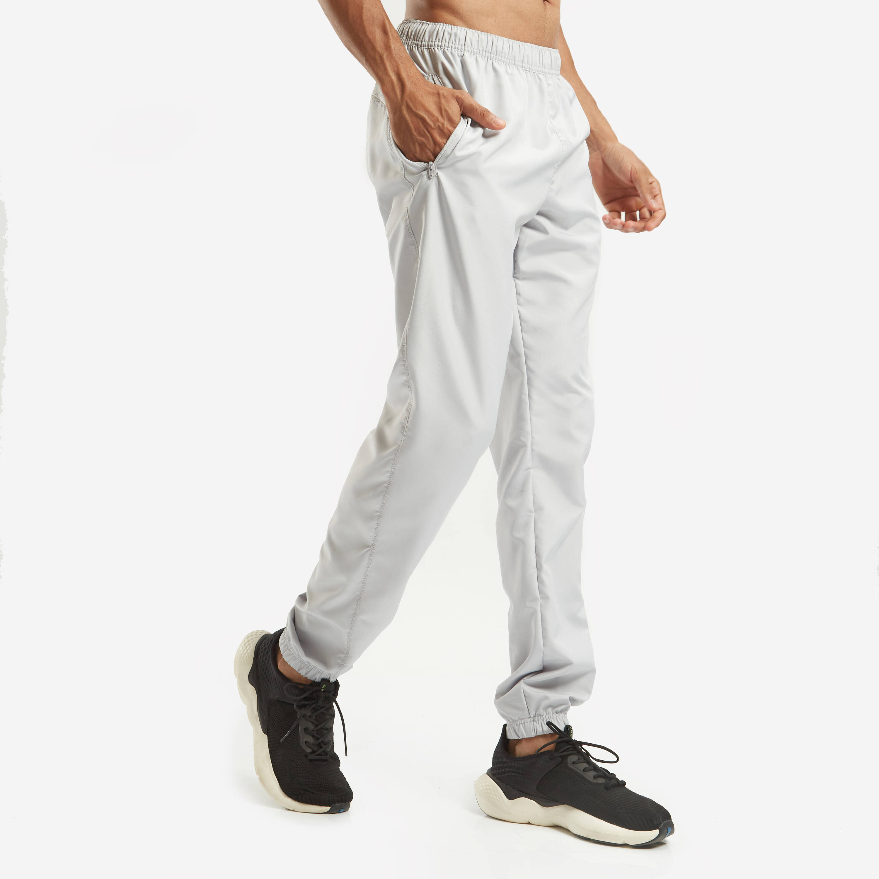 Men Gym Trackpants Slim Fit Jogger Style, Breathable, Quick Dry - Pearl Grey -  4