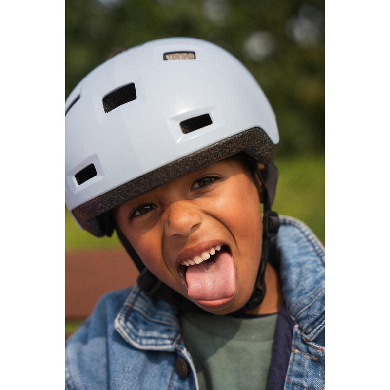 Casque enfant roller skateboard trottinette B100 bleu pastel