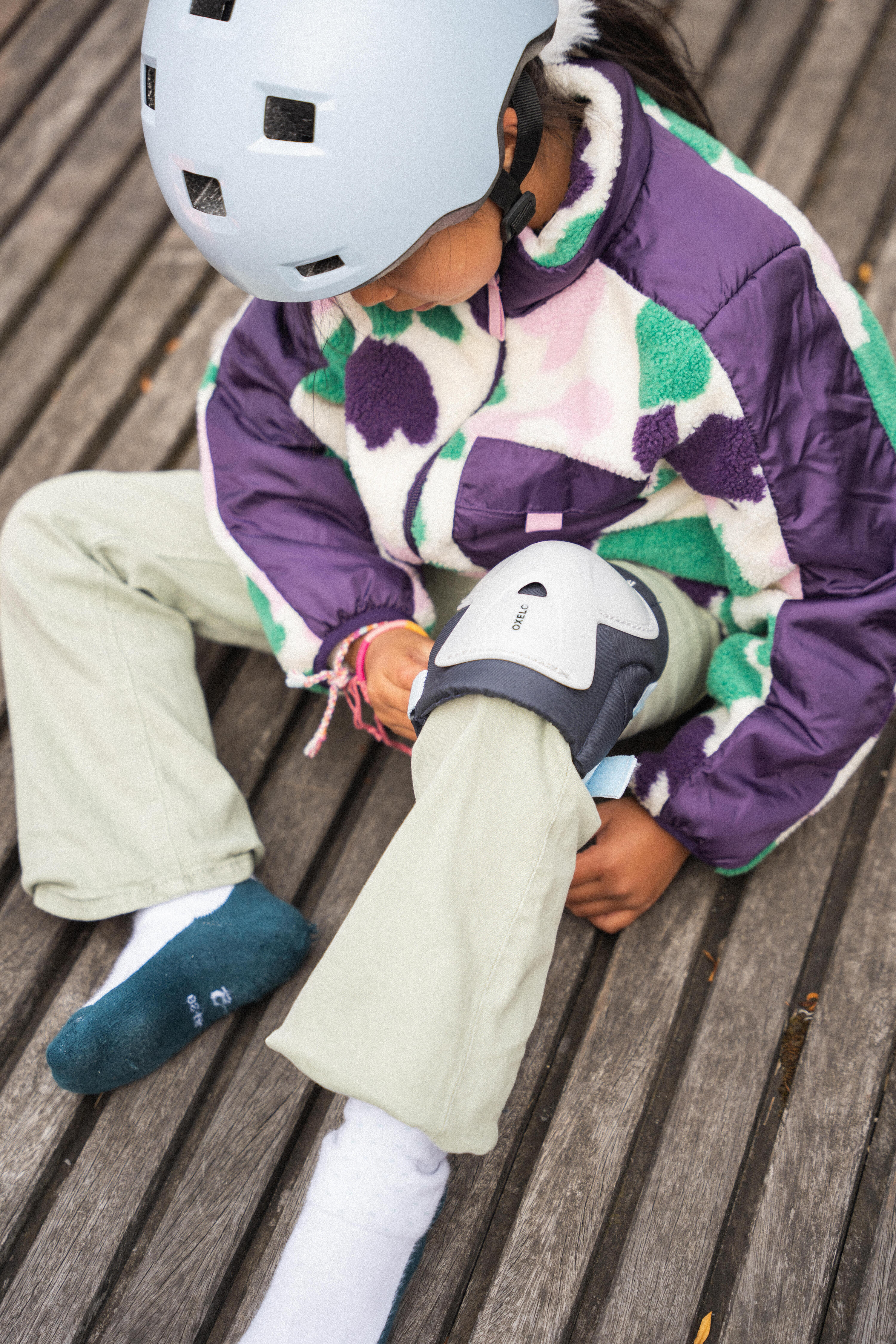 Set 3x2 protections roller trottinette skate enfant PLAY Bleu 17/19