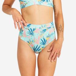 Bas de maillot de bain culotte taille haute femme - rosa leoplant turquoise