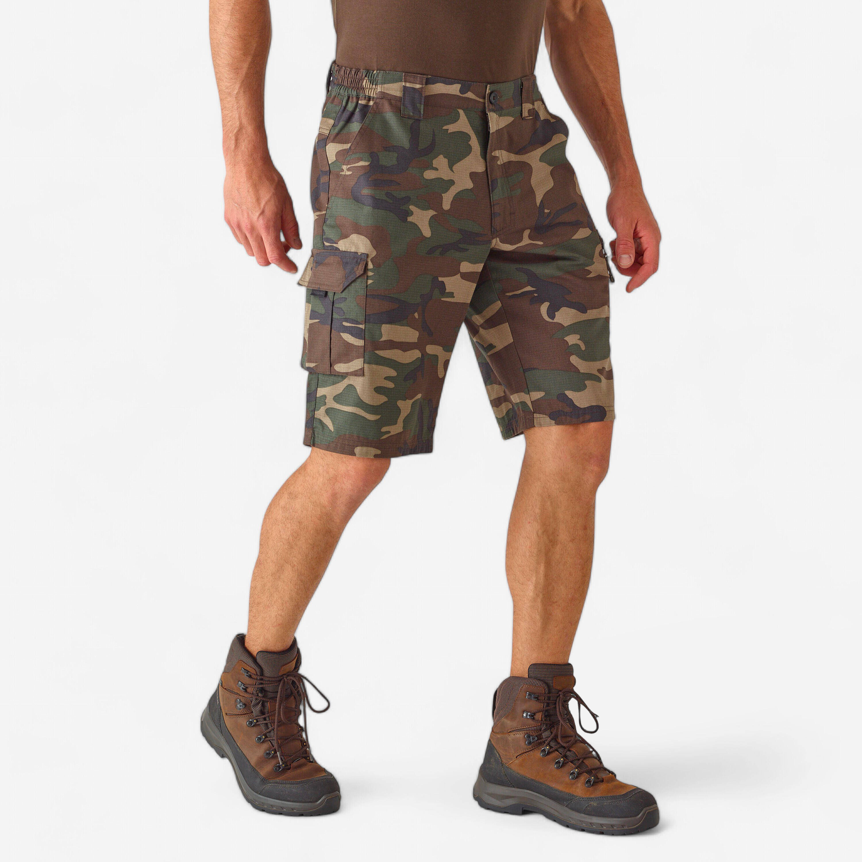 Men Cargo Bermuda Shorts Army Military Camo Print 500 - Camo Woodland Green -  1