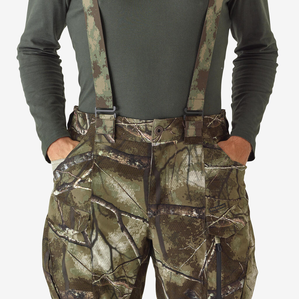 TROUSERS WITH STRAPS WARM WATERPROOF AND SILENT 900 TREEMETIC CAMOUFLAGE