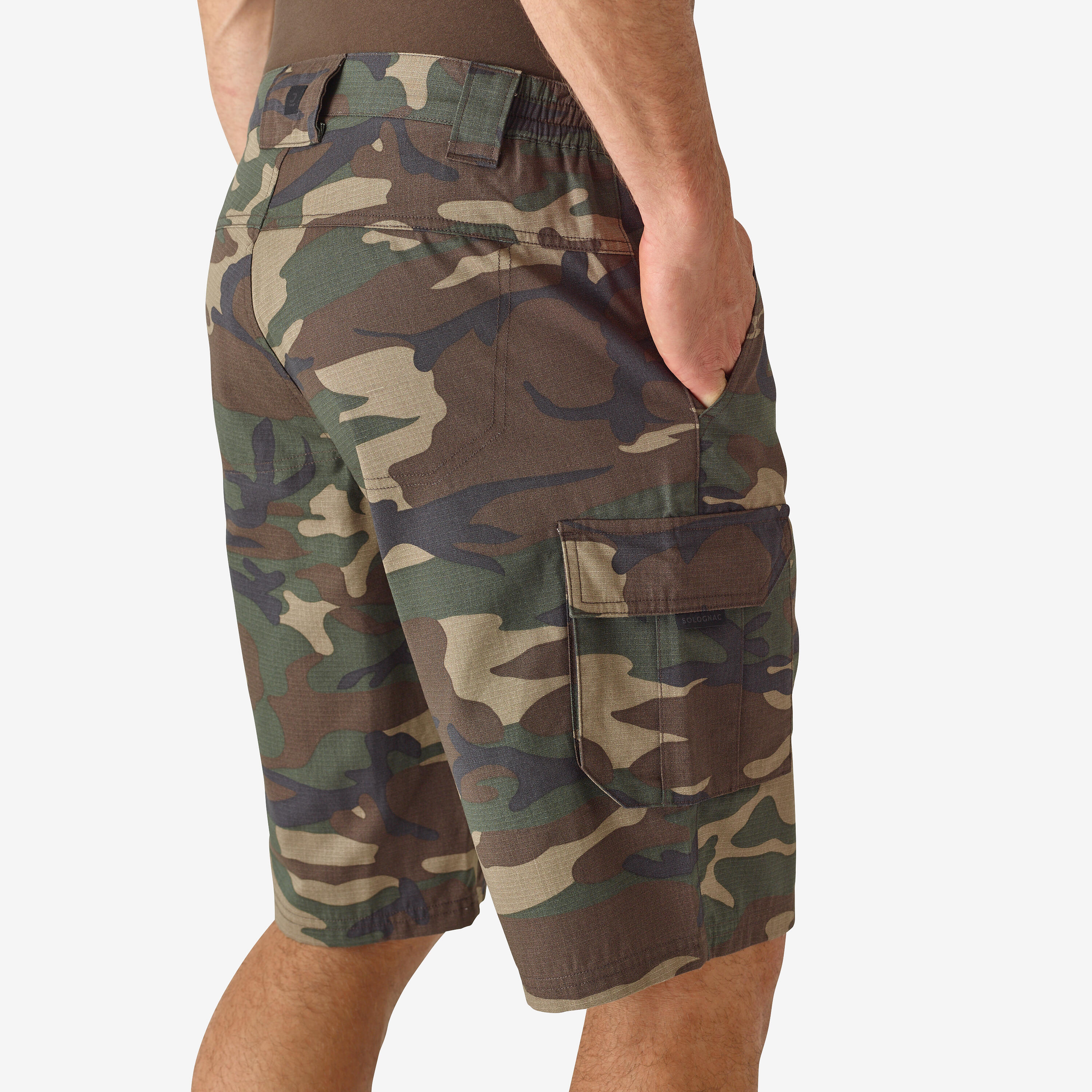 BERMUDA CARGO 500 CAMO WOODLAND GREEN SOLOGNAC | Decathlon