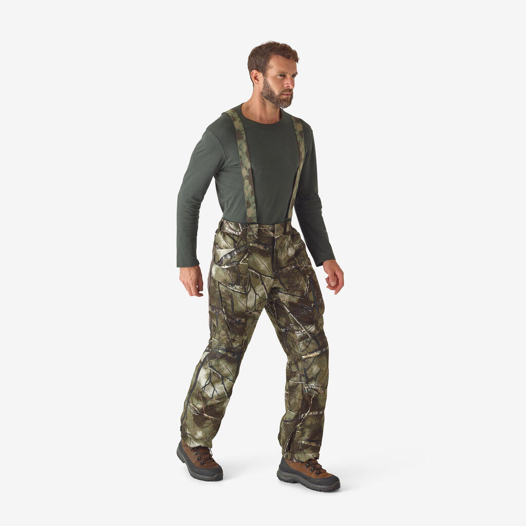 TROUSERS WITH STRAPS WARM WATERPROOF AND SILENT 900 TREEMETIC CAMOUFLAGE