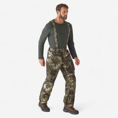 Warme waterdichte geluidloze broek met bretels 900 camouflage treemetic
